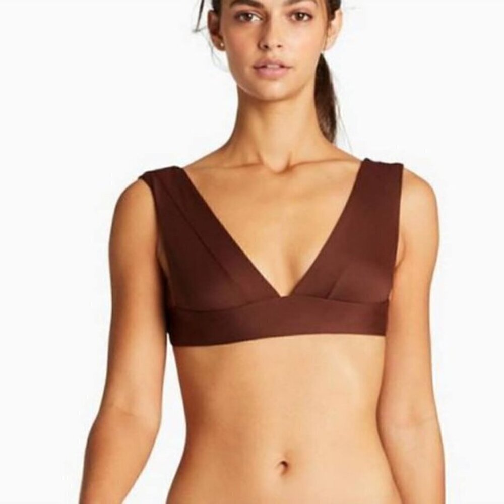 Vitamin A Magnolia V-Neck Bikini Top Size 14/DD NWT